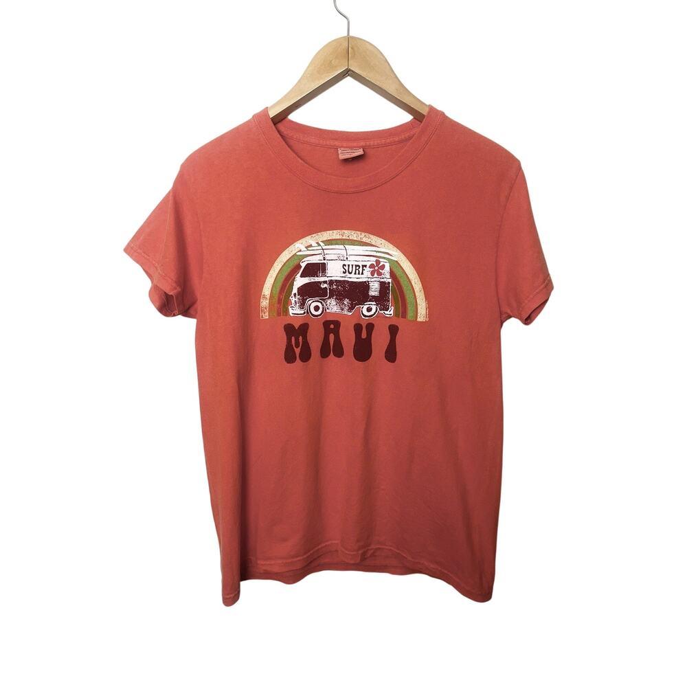 Crazy Shirts Maui Surf Mobile VW Women’s Sz Medium Tangerine Dyed Retro Beach